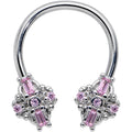 16G 3/8 Pink Gem Opulent Cross Horseshoe Circular Barbell