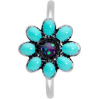 20G 5/16 Blue Gem Flower Teal Petals Nose Hoop