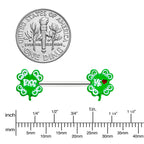 14G 9/16 Kiss Me Shamrock St Patricks Barbell Nipple Ring Set