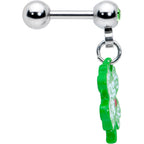 16G 1/4 Green Gem Kiss Me Shamrock St Patricks Cartilage Earring