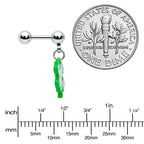 16G 1/4 Green Gem Kiss Me Shamrock St Patricks Cartilage Earring