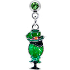 16G 1/4 Green Gem Fancy Leprechaun Dangle Cartilage Tragus Earring