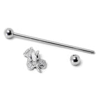 14G Green Gem Top Hat Shamrock St Patricks Industrial Barbell 38mm