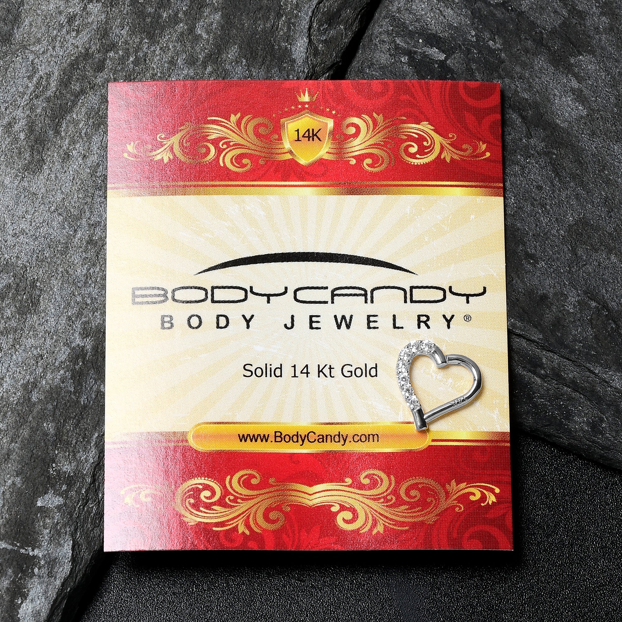 16G 5/16 14k White Gold CZ Paved Ultra Luxe Right Hinged Heart Segment Ring