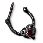 16G 5/16 Red CZ Gem Black Passion Heart Cartilage Clicker