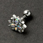 16G 1/4 Aurora CZ Gem Snowflake Style Cartilage Tragus Earring