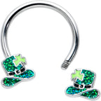 16G 3/8 Glitter Top Hat Shamrock Horseshoe Circular Barbell