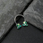 16G 3/8 Glitter Top Hat Shamrock Horseshoe Circular Barbell