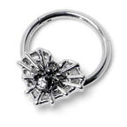 16G 3/8 Clear CZ Gem Heart of Spider Hinged Segment Ring