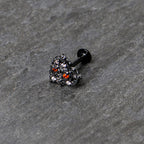16G 5/16 Red Clear CZ Gem Black Floral Heart Labret Monroe Tragus