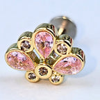 16G 1/4 Pink Gem Golden Crown Deluxe Labret