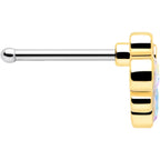 20G 1/4 Aurora Gem Golden Crown Deluxe Nose Bone