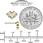 20G 1/4 Clear Gem Golden Crown Deluxe Nose Bone