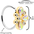 20G 5/16 Aurora Gem Golden Crown Deluxe Nose Hoop