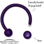 16G 3/8 Dark Purple Matte Horseshoe Circular Barbell