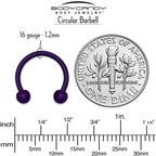 16G 3/8 Dark Purple Matte Horseshoe Circular Barbell