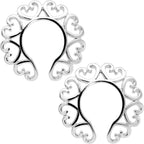Filigree Hearts Clip On Fake Nipple Ring Set