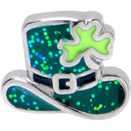 Glitter Top Hat Shamrock St Patricks Barbell Tongue Ring