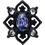 16G 1/4 Purple Gem Black Scrolling Hearts Cartilage Tragus Earring