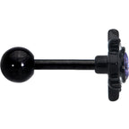16G 1/4 Purple Gem Black Scrolling Hearts Cartilage Tragus Earring