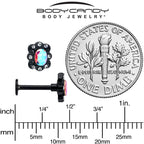 16G 5/16 Aurora Gem Black Filigree Fantasy Labret Monroe Tragus