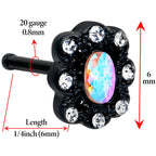 20G 1/4 Aurora Gem Black Filigree Fantasy Nose Bone