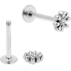 16G 5/16 Clear Gem Gold Tone Flower Butterfly Labret Set of 4