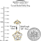 Clear Gem Filigree Flower Fantasy Double Mount Belly Ring