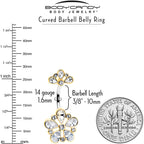 Clear Gem Filigree Flower Fantasy Double Mount Belly Ring
