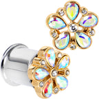 Gem Filigree Flower Fantasy Double Flare Plug Set Sizes 6mm to 25mm