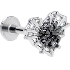 16G 5/16 Clear CZ Gem Heart of Spider Labret Monroe Tragus