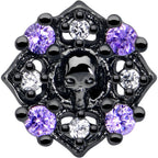 20G 7mm Pink Gem Skull Cross L Shape Nose Ring