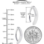 14G 1/2 316L Surgical Steel Smooth Style Hinged Hoop Belly Ring
