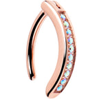 14G 3/8  Rose Implant Grade Titanium CZ Paved Hinged Hoop Belly Ring