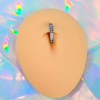 14G 1/2 Implant Grade Titanium CZ Paved Hinged Hoop Belly Ring