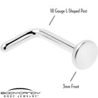 18G 1/4 ASTM F-136 Implant Grade Titanium 3mm Disc End L Shape Nose Ring