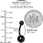 Black ASTM F-136 Implant Grade Titanium Internally Threaded Belly Ring