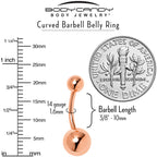 Rose Gold Tone ASTM F-136 Implant Grade Titanium Internally Threaded Belly Ring