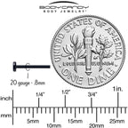 20G 5/16 Black ASTM F-136 Implant Grade Titanium Threadless Post Only Labret