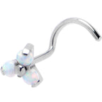 20G 1/4 White Synthetic Opal ASTM F-136 Implant Grade Titanium Threadless Left Nose Screw
