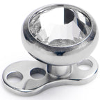 14G 5mm Gem Bezel Top 3 Hole Dermal Implant Grade Titanium Anchor Base