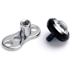16G 4mm Gem Bezel Black Top 3 Hole Dermal Implant Grade Titanium Anchor Base