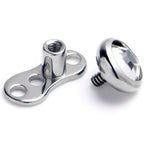 16G 4mm Gem Bezel Top 3 Hole Dermal Implant Grade Titanium Anchor Base