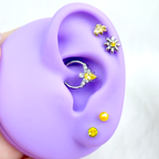 16G Yellow Gem Bee Flower Labret Segment Ring Ear Curation Set of 5