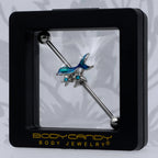 14G Blue Gem Blue Mermaid Tail Star Industrial Barbell 38mm