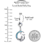 Clear Blue Gem Mermaid Whale Rider Moon Dangle Belly Ring
