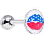 16G 1/4 Inlay Patriotic Kissy Lips Cartilage Tragus Earring