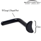 18G 1/4 Black ASTM F-136 Implant Grade Titanium Moon End L Shape Nose Ring