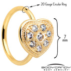 20G 5/16 Clear Gem Gold Tone Ultra Luxe Heart Nose Hoop