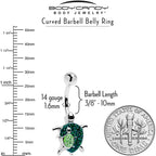 Green Gem Turtle World Belly Ring
